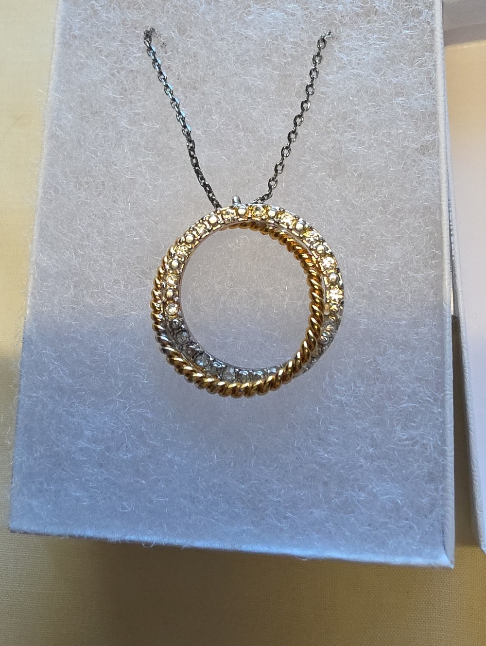 Gold and Silver Circle Pendant Necklace - Women's Jewelry
